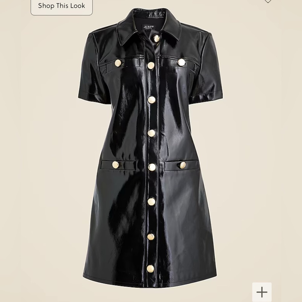 J. Crew Collection gamine shirtdress in faux patent leather sheath shift dress - Picture 2 of 7